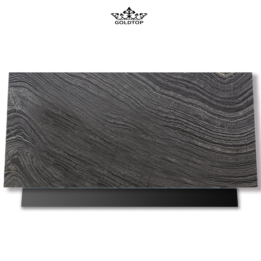 China Black Wooden Marble Slab