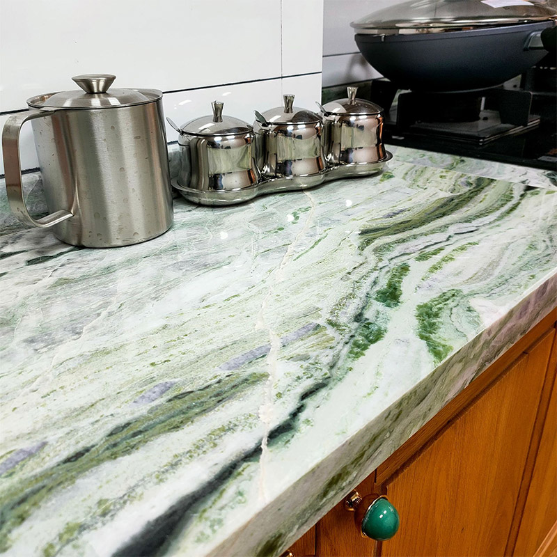 Shangri-La Emerald Marble Slab Background Tiles Countertop