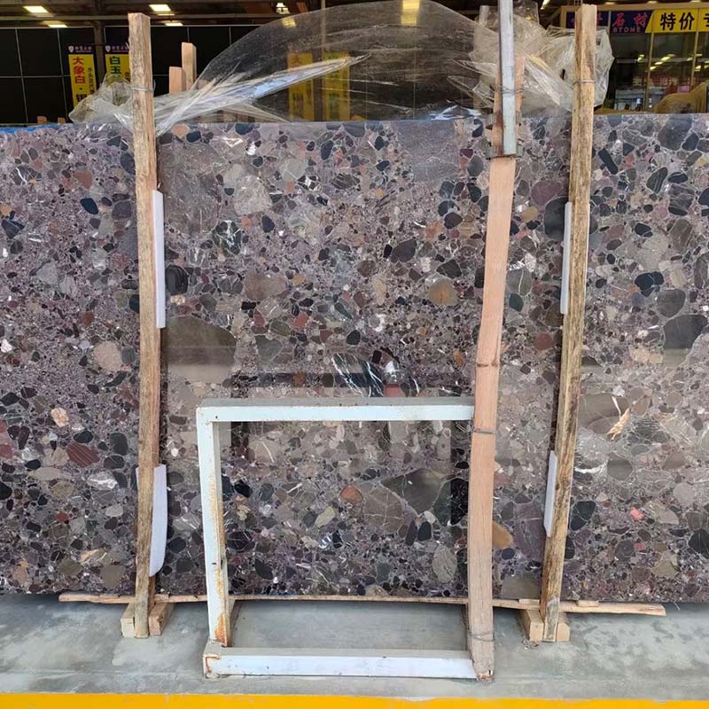 Natural Colorful Pebble Red Marinace Granite Slab Tiles