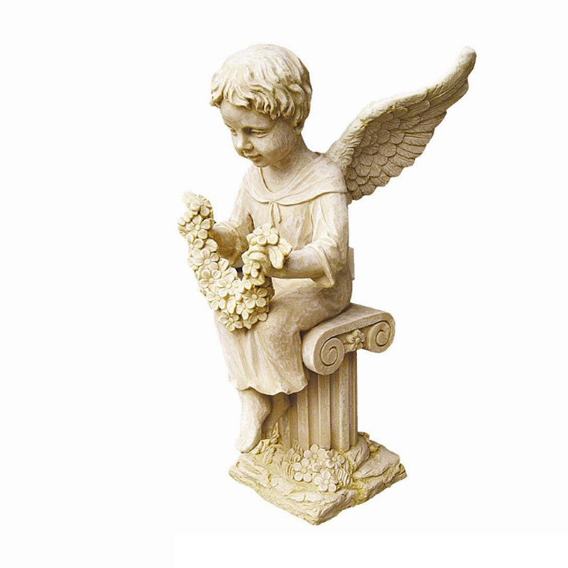 Marble Carving Child Angel Portrait Stone Garden Statues