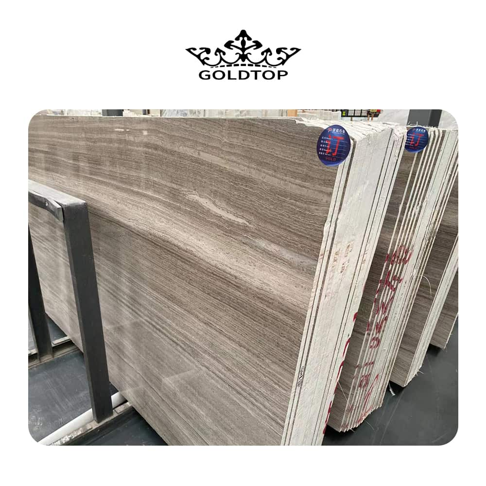 China Grey Wood Marble tiles slabs 