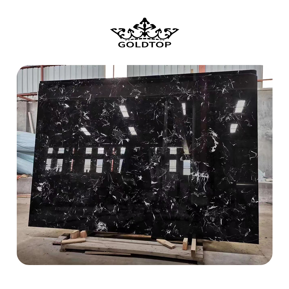 Ice black flower marble slab