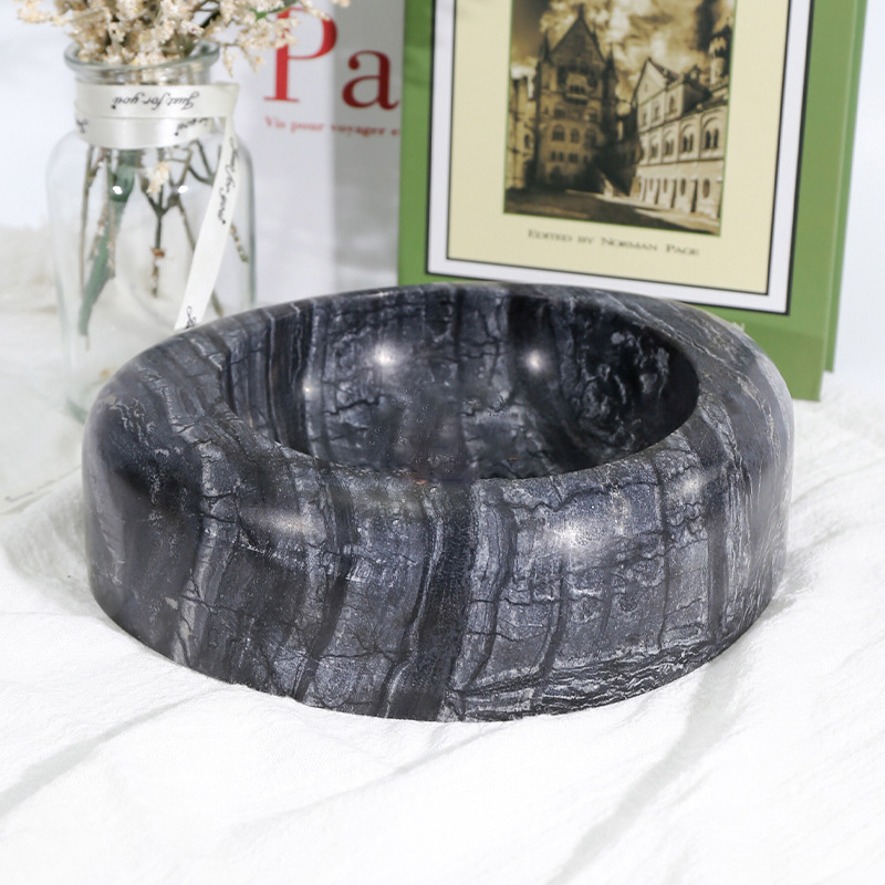 Ancient wood grain marble dog bowl