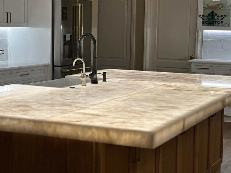 white cristallo quartzite countertops