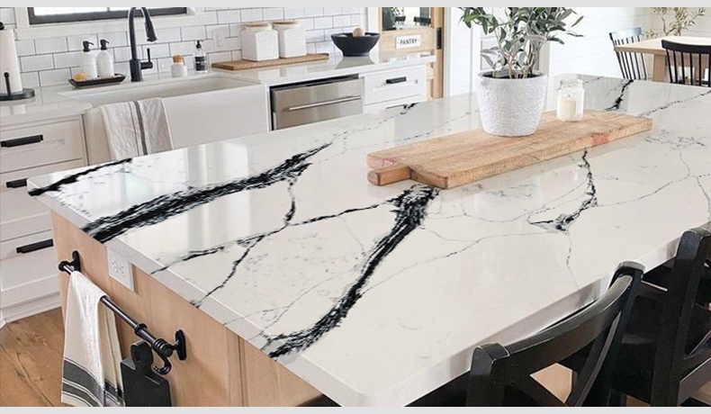 5087 River Black Quartz Calacatta Slab Factory Direct Sales