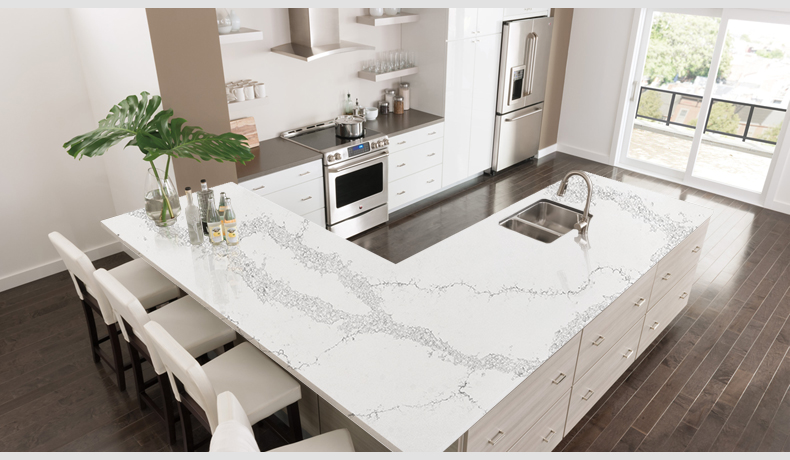 5069 Calacatta Novel White Quartz Countertops Factory