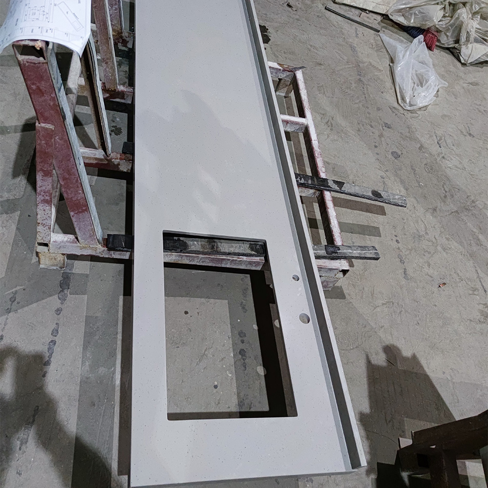 1014 Acrylic Grey Quartz Slab Countertops For Kitchen Bathroom