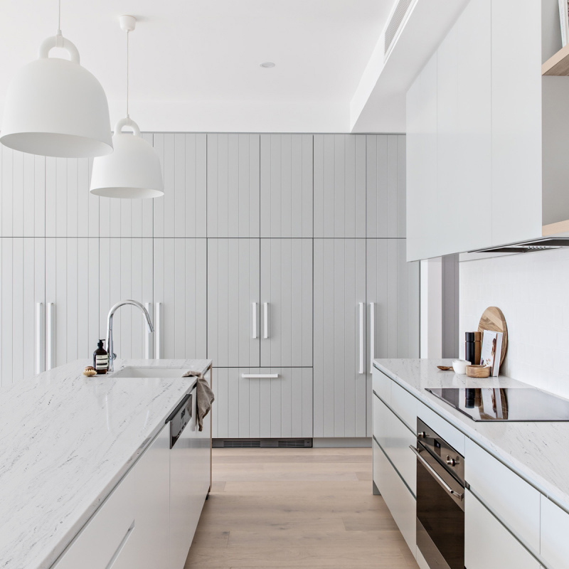 5022 Sphere Calacatta Series Quartz White Countertop With Gray Stripes