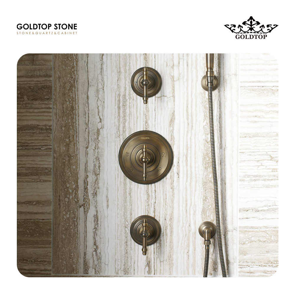 Crema Toscana Travertine Tiles For Luxury Shop Wall Decoration