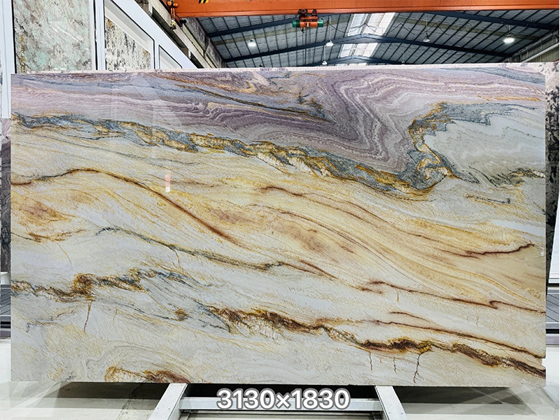 Luxury Stone Pink Stardust Quartzite Slab For Feature Walls/ Kitchen Countertop/ Island
