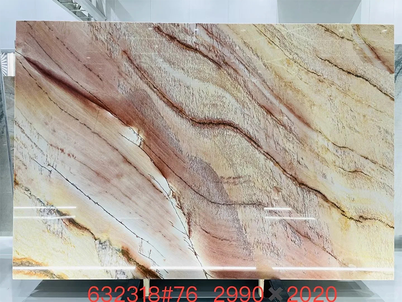 Luxury Stone Pink Stardust Quartzite Slab For Feature Walls/ Kitchen Countertop/ Island