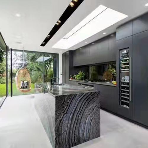 Black Wooden Marble Countertop