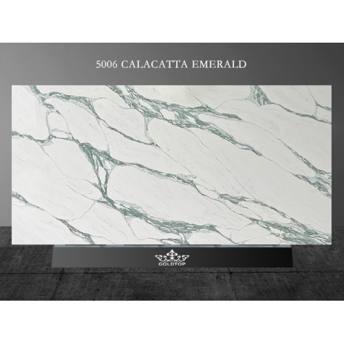 5006 Calacatta Emerald Grey Quartz Slab