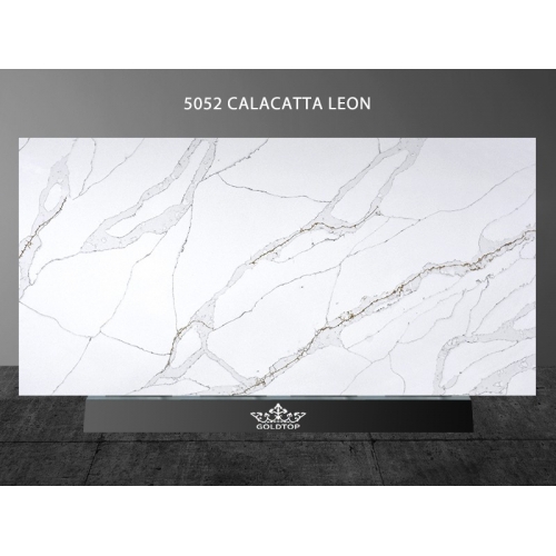 5052 Leon Calacatta White 0% Crystalline Silica Quartz